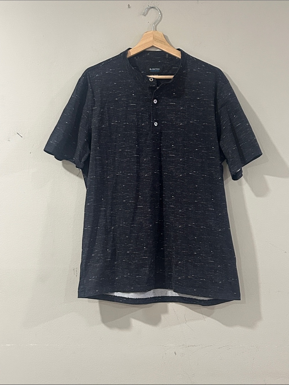 Bugatchi Black Speckle Short Sleeve Henley